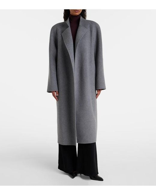 Khaite Gray Deena Wool Wrap Coat