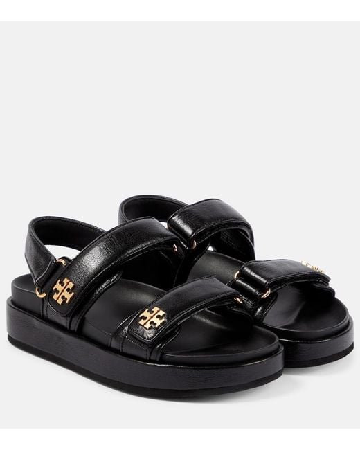 Tory Burch Black Kira Leather Platform Sandals