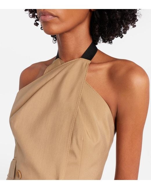 Max Mara Natural Nuraghe Halterneck Wool And Silk Vest