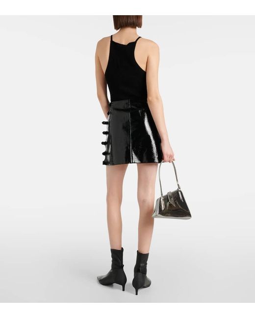 Minifalda de piel sintetica Courreges de color Black