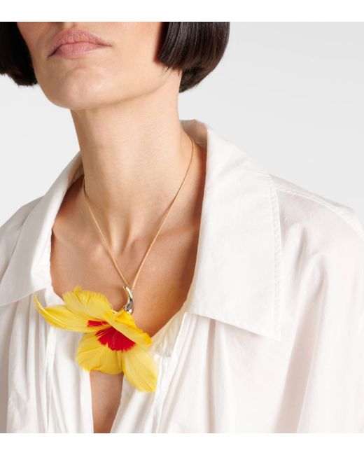 Loewe White Hibiscus Pendant Necklace