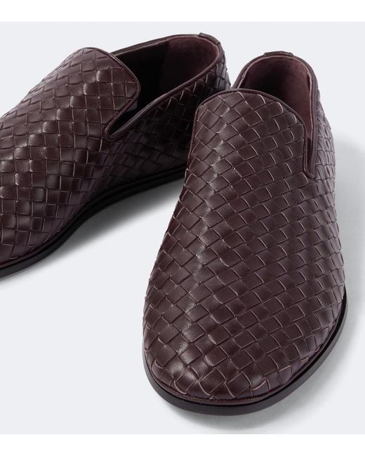 Bottega Veneta Brown Sunday Intrecciato Leather Slip-On Shoes for men