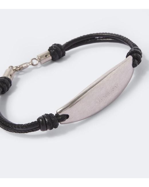 Saint Laurent White Leather Bracelet for men