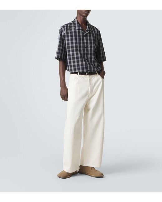 Studio Nicholson Black Kline Checked Cotton Bowling Shirt for men