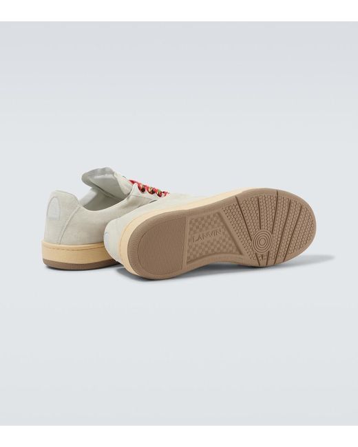 Lanvin White Curb Lite Suede Sneakers for men