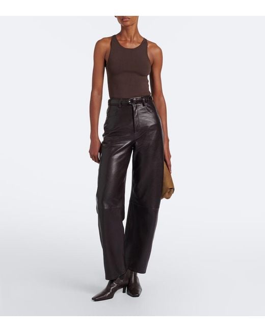 Arma Black Leather Wide-Leg Pants