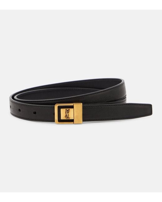 Saint Laurent Black La 66 Slim Leather Belt
