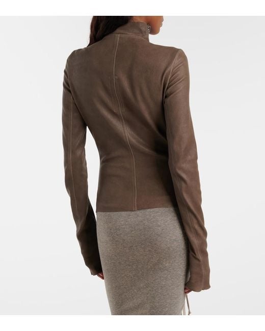 Rick Owens Brown Gary Leather Jacket