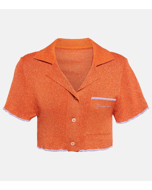 Jacquemus Orange Le Haut Brilho Cropped Cardigan