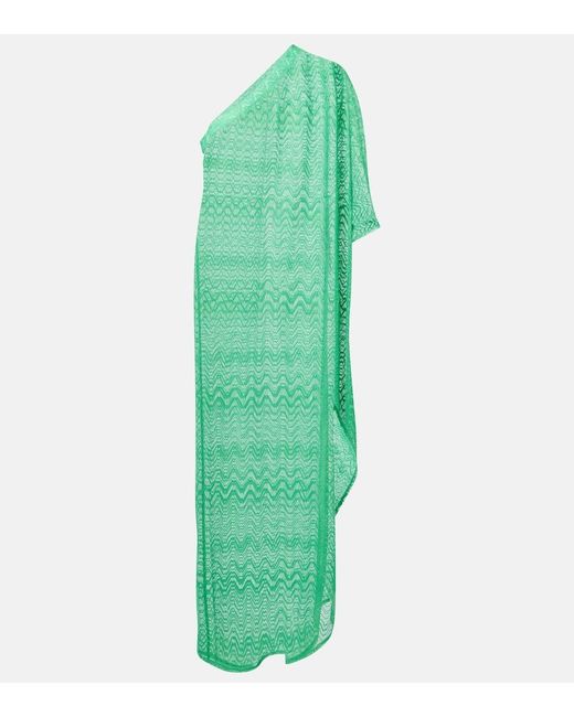 Melissa Odabash Green Savannah One-Shoulder Beach Cover-Up