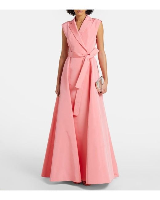 Carolina Herrera Pink Belted Silk Gown