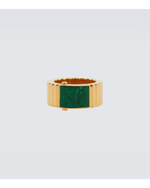 Bottega Veneta Ring aus Sterlingsilber, 18kt vergoldet, mit Malachit in Green für Herren