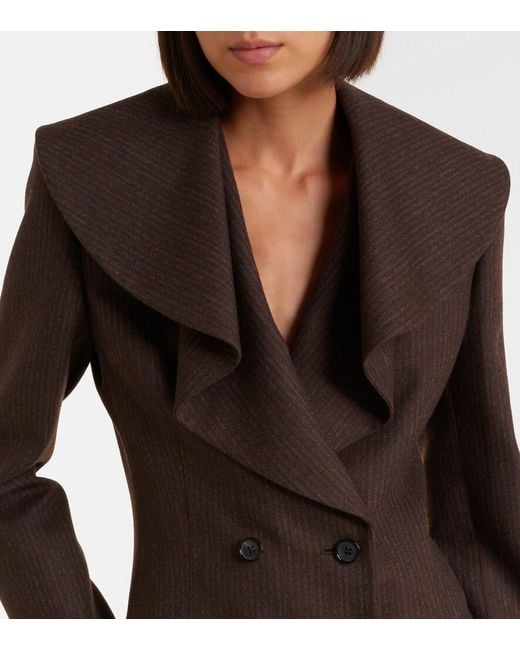 McQueen Brown Draped Striped Wool Blazer