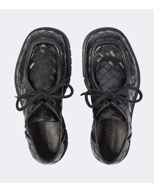 Bottega Veneta Black Haddock Leather Derby Shoes for men