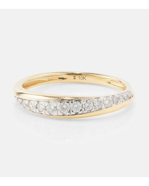 STONE AND STRAND Metallic Ring aus 10kt Gelbgold mit Diamanten