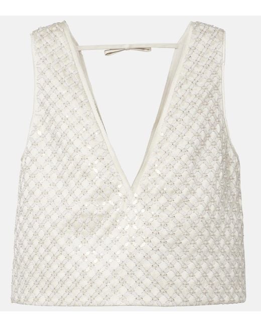Dorothee Schumacher White Sparkling Statement Sequined Top
