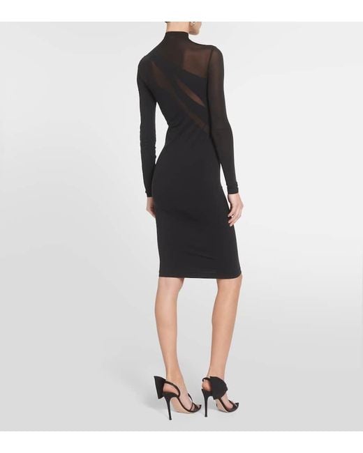 Wolford Black Sheer Opaque Midi Dress