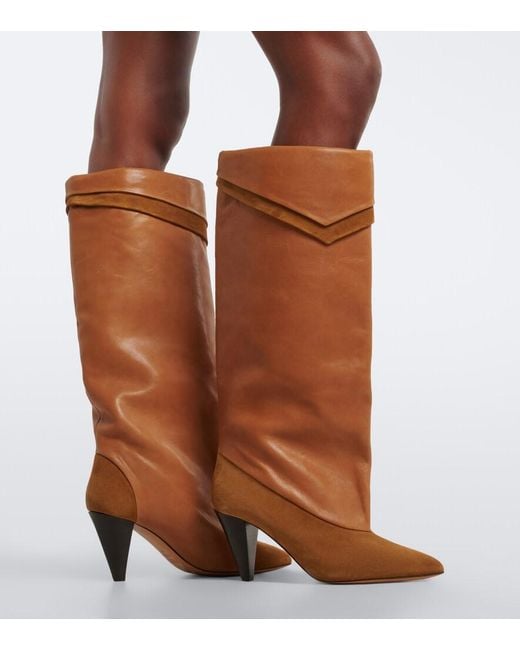 Isabel Marant Brown Lezra Suede And Leather Knee-High Boots