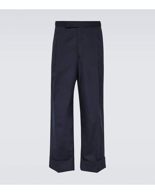 Thom Browne Blue Low-rise Cropped Wide-leg Pants for men