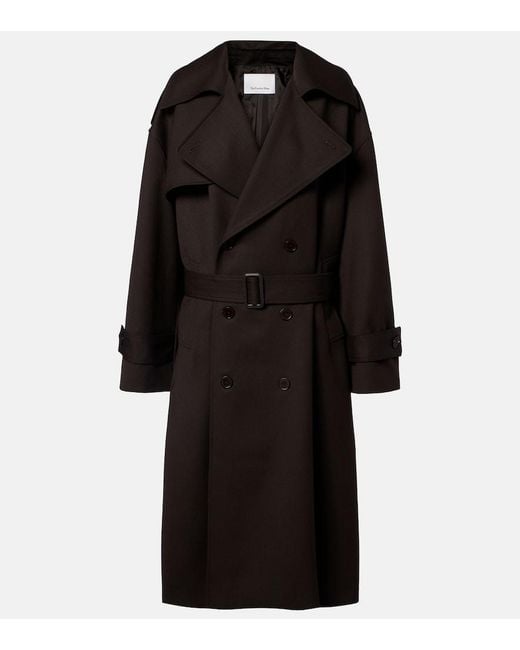 Frankie Shop Black Dursley Belted Double-Breasted Trench Coat