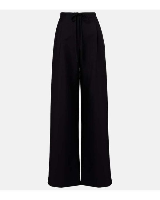 Rohe Black Wool And Mohair Wide-Leg Pants