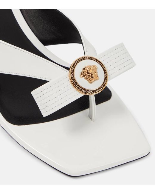 Versace Gianni Ribbon 45 Patent Leather Mules in White Lyst