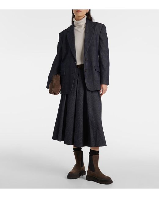 Brunello Cucinelli Black Single-Breasted Denim Blazer