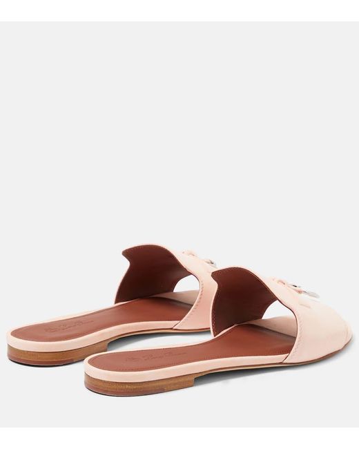 Loro Piana Pink Summer Charms Suede Sandals