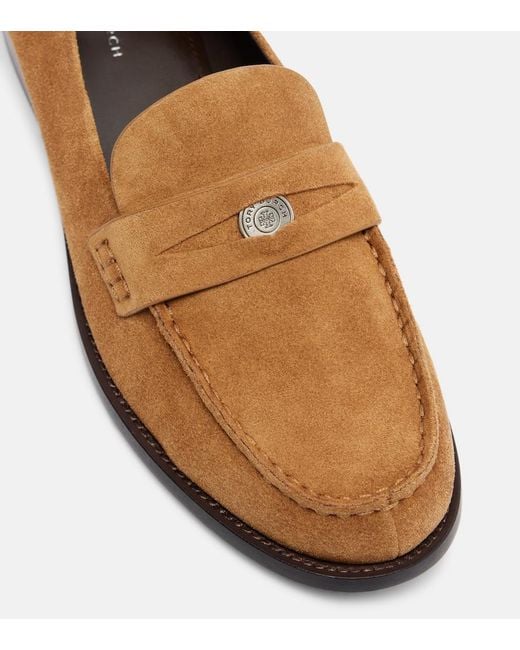 Tory Burch Brown Suede Penny Loafers