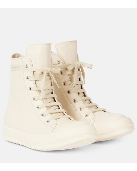 Rick Owens Natural High-Top Sneakers Aus Leder