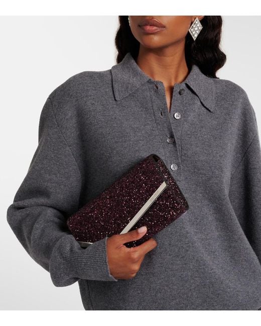 Jimmy Choo Purple Emmie Glitter Clutch