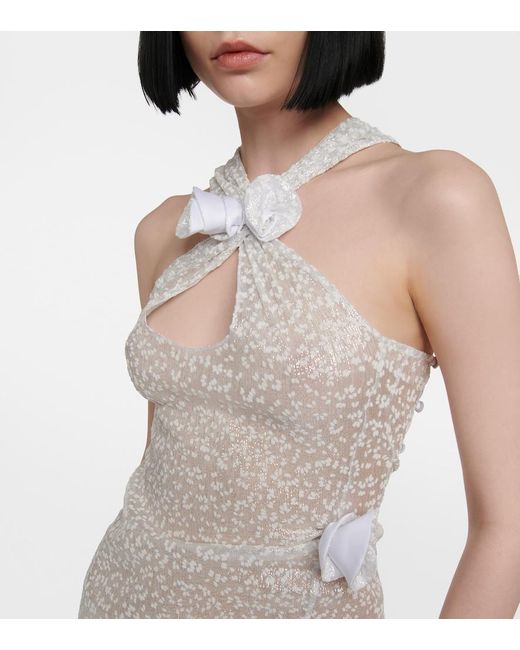 Coperni White Embellished Halterneck Minidress