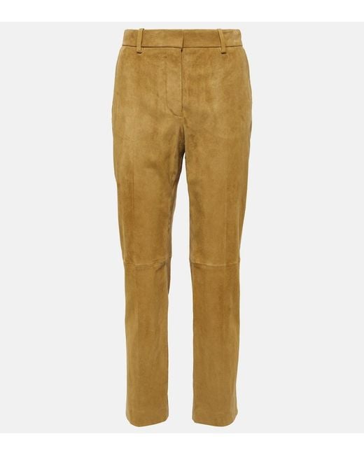 Joseph Natural Coleman Suede Cropped Pants
