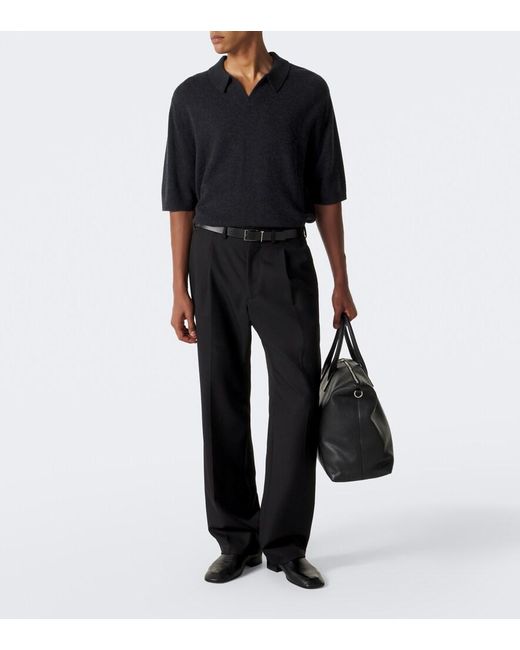 LeKasha Black Bale Cashmere Polo Sweater for men