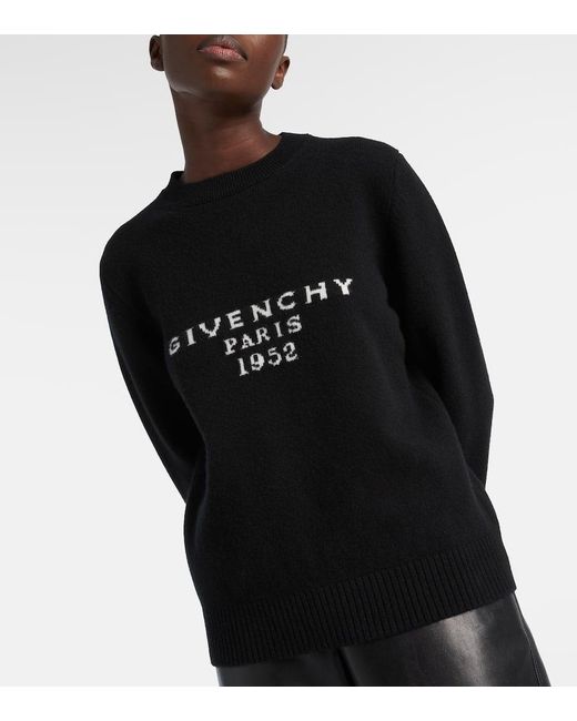 Jersey De Lana Y Cachemir Con Logo Givenchy de color Black