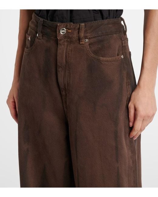 Ganni Brown High-Rise Wide-Leg Jeans
