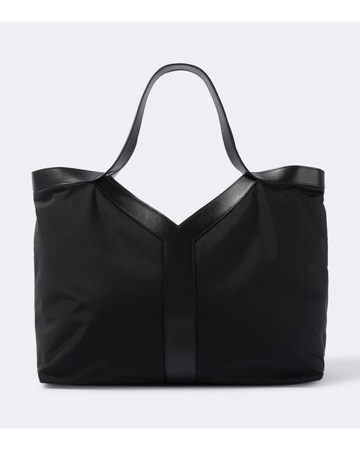 Saint Laurent Black Y Large Leather-Trimmed Tote Bag for men