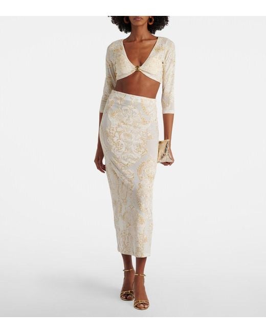Roberto Cavalli Natural Embellished Top
