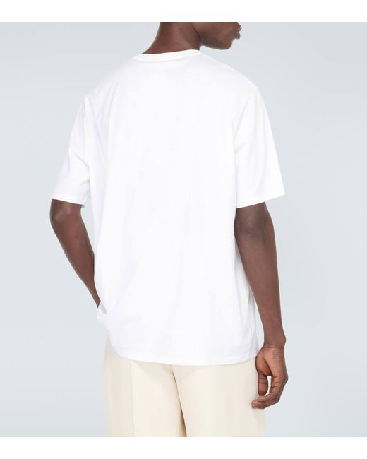 T-shirt in jersey di cotone con logo di Lanvin in White da Uomo