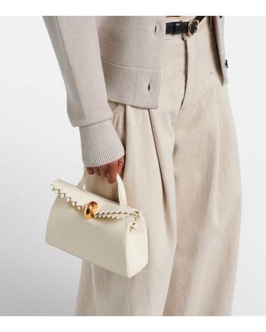 Jacquemus White Valerie Small Leather Top-Handle Bag