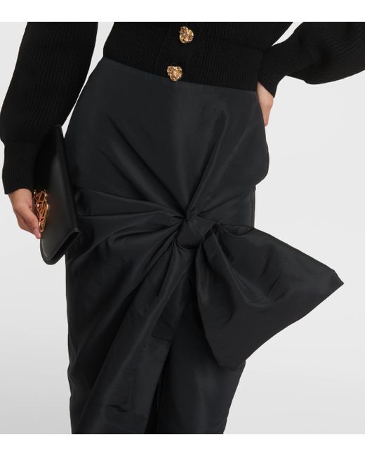 Alexander McQueen Black Bow-detail Midi Skirt