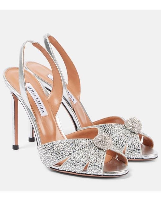 Aquazzura Italian Flirt 105 Metallic Leather Sandals