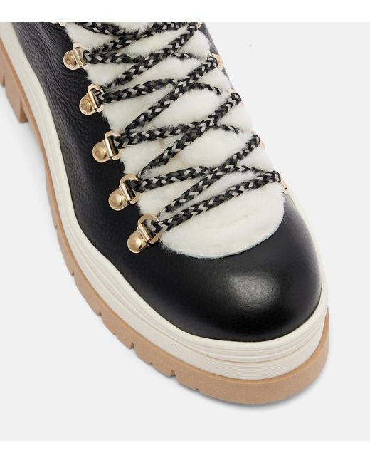 Bogner Black Arosa Shearling-Lined Leather Lace-Up Boots