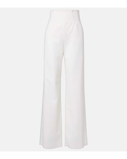 Max Mara White Weite High-Rise-Hose Balta Aus Schurwolle