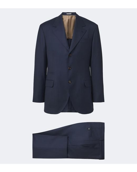 Brunello Cucinelli Blue Virgin Wool Suit for men