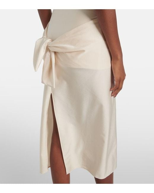 Coperni Natural Gala Tie-Front Jersey Midi Dress