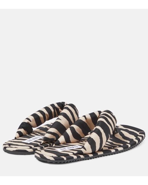 The Attico Black Zebra-Print Square Slides