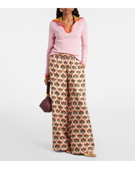 LaDoubleJ Pink Picket Cotton And Wool Sweater