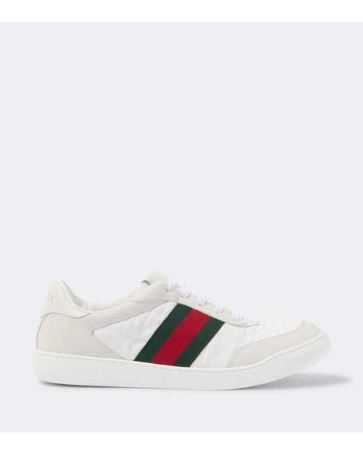 Gucci White Screener Leather-Trimmed Sneakers for men