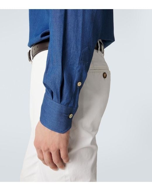 Kiton Blue Denim Shirt for men